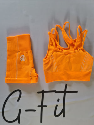 G-Fit Delight Sports Bra and Shorts Set Orange