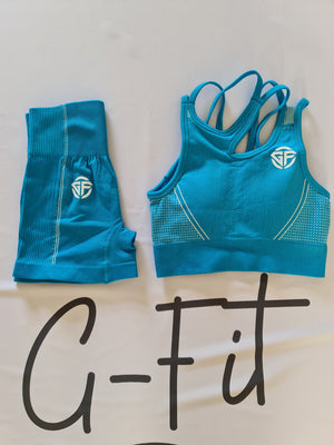 G-Fit Delight Sports Bra and Shorts Set Blue