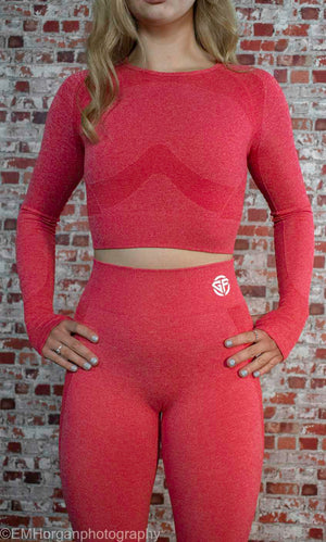 G-Fit Majestic long sleeve fitness top with leggings in Red