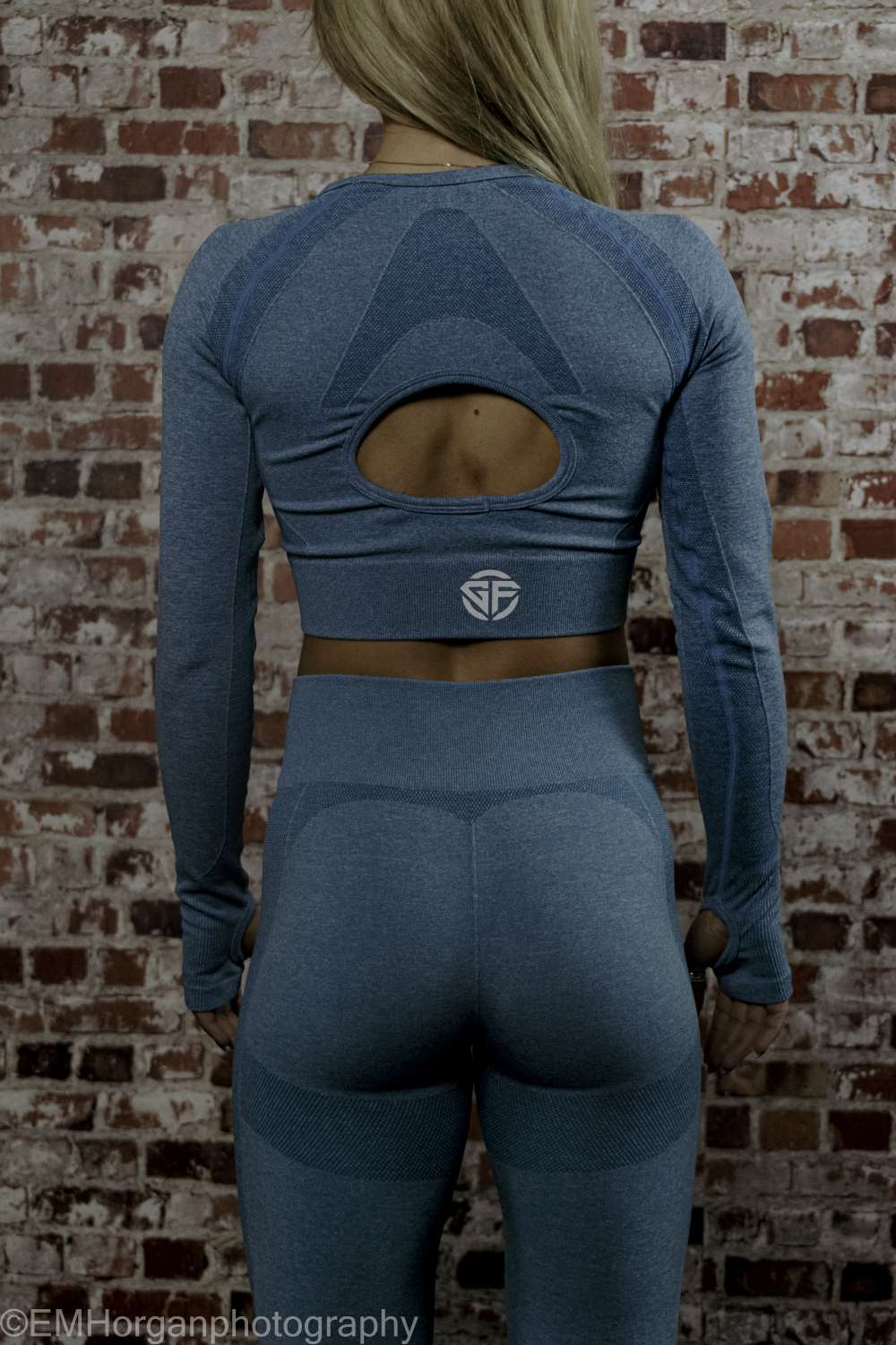 G-Fit Majestic long sleeve fitness top with leggings in Blue