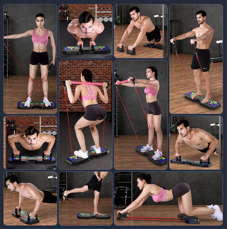 13 in 1 Push Up Board with resistance bands